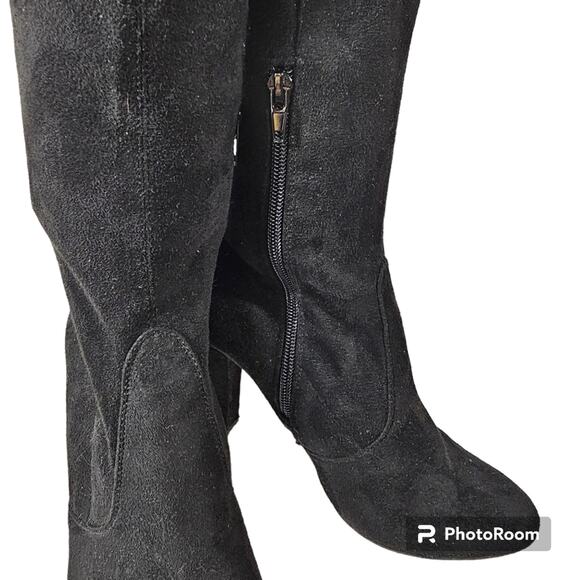 Charlotte Russe Thigh High Over the Knee Black Suede Boots Women's Size 7 - Picture 6 of 16